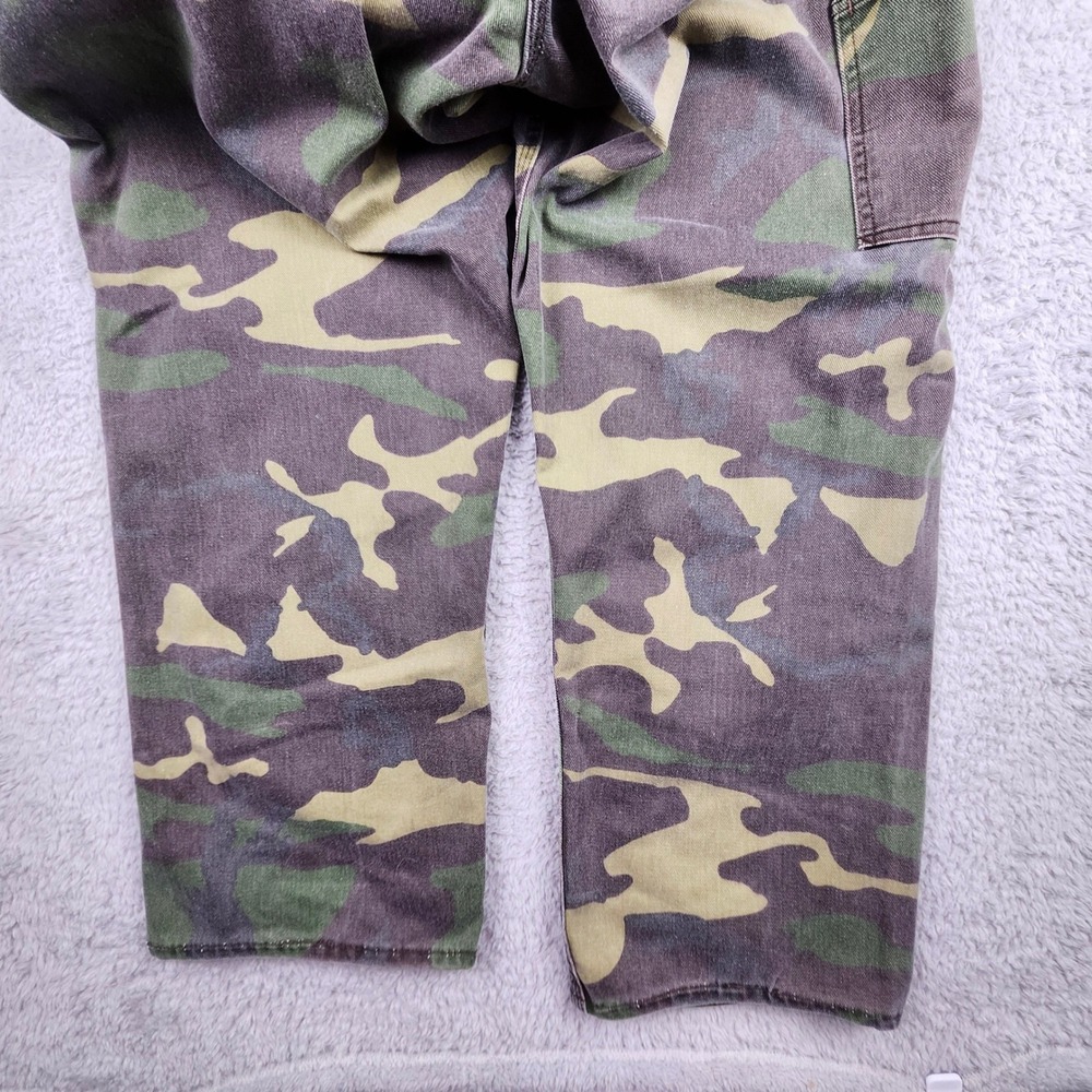 VTG Liberty Overalls Bib 40x29 Double Knee Woodland Camo Hunting 80s 90s Utility - Picture 10 of 12